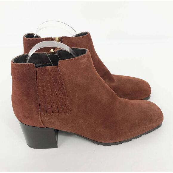 Aquatalia Womens Chelsea Boots 7.5 Brown Heeled Square Toe Suede Leather NWOB - Picture 1 of 10